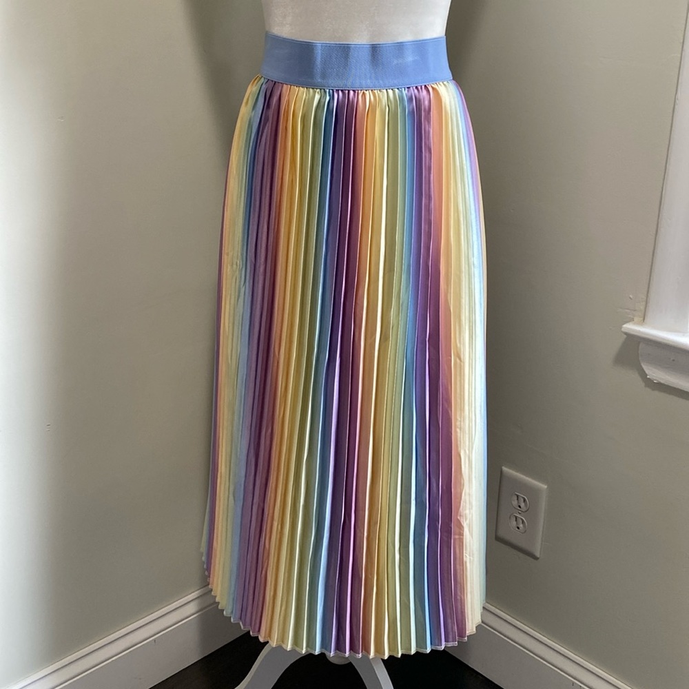 LuLaRoe Pastel Rainbow Pleated Midi Skirt